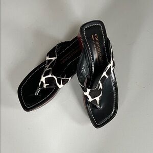 Donald J. Pliner Black and White Giraffe-Print Thong Sandals